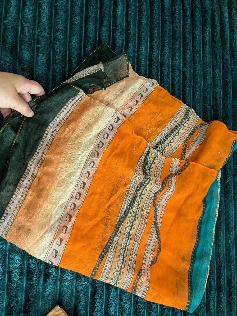 Orange and Teal Scarf  - Lightweight